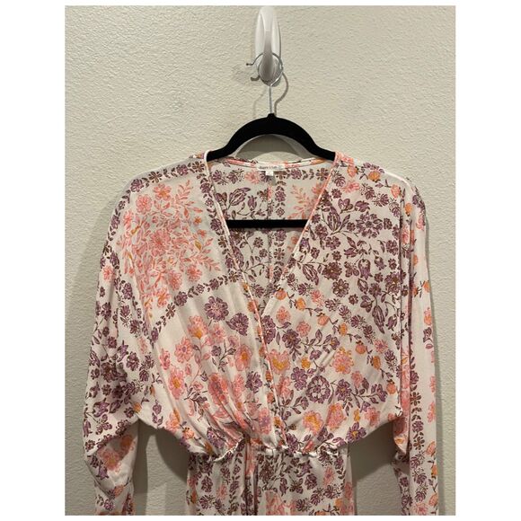 POUPETTE ST BARTH Bohemian Floral Long Shirt Ilona Asymmetrical Long Dress - Picture 4 of 7